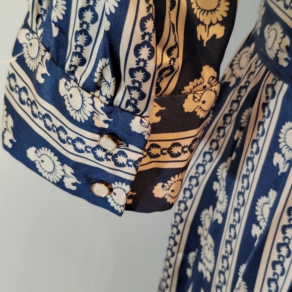 Sandro Enrika graphic-print Navy Blue Wrap Dress - Picture 7 of 11